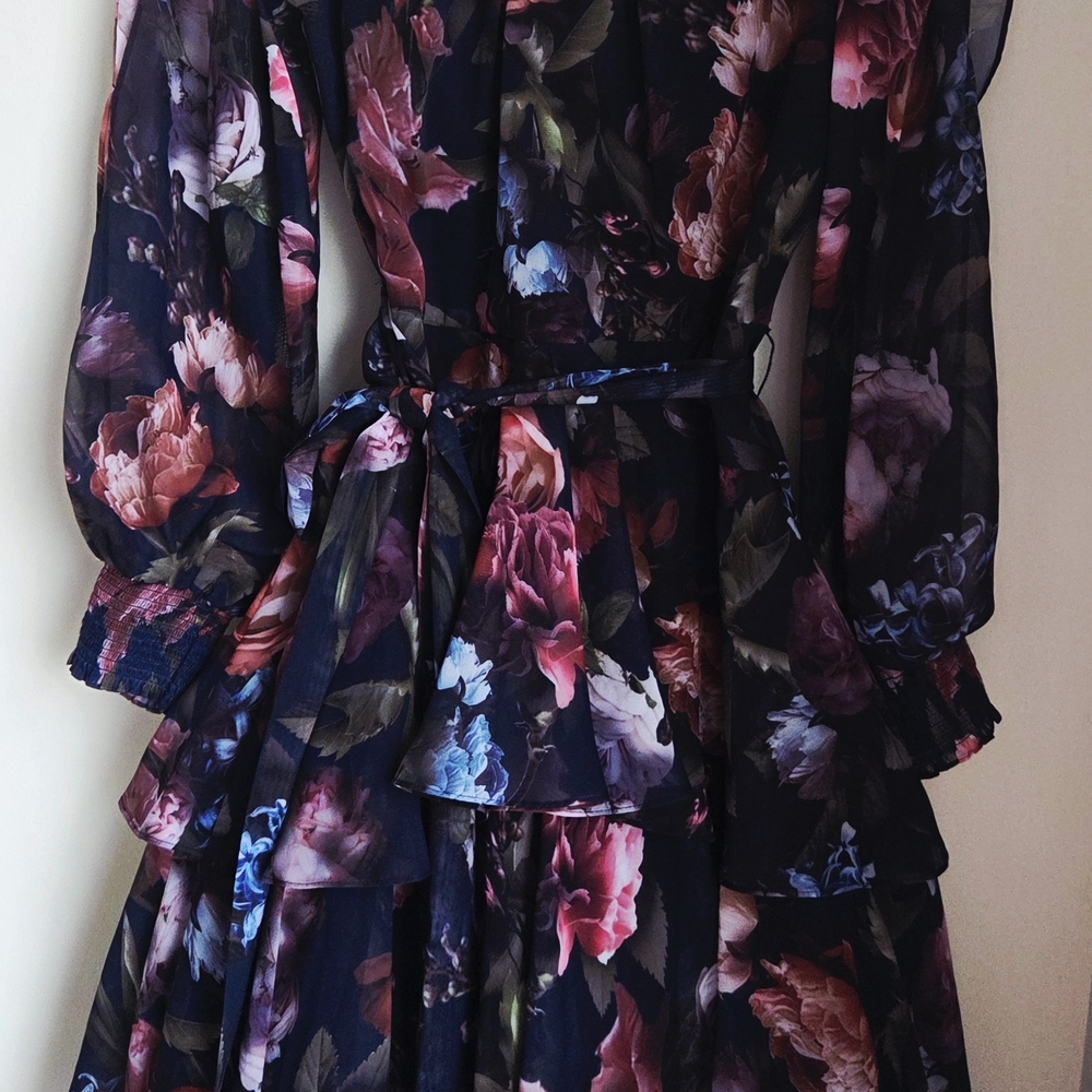 Alex Marie Dark Floral Long Sleeve Dress